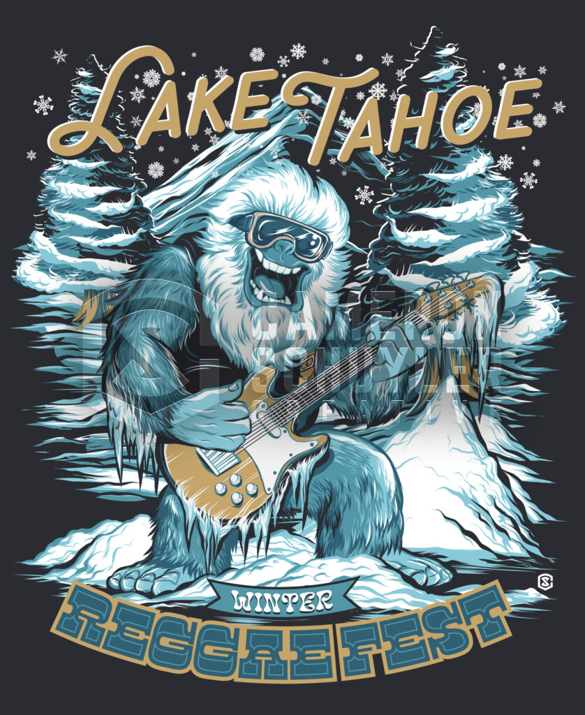 Lake Tahoe Winter Reggae Fest Abominable Snowman Merch Design