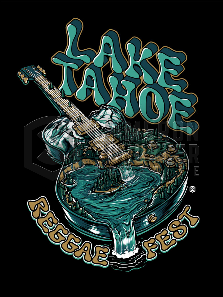 Lake Tahoe Reggae Fest Guitar Lake Merch Design