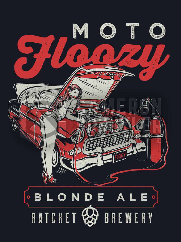 Ratchet Brewery Moto Floozy Blonde Ale Tee Design